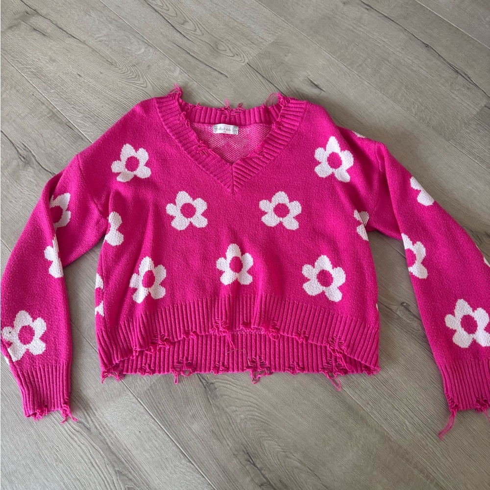 altard state cropped flower sweater